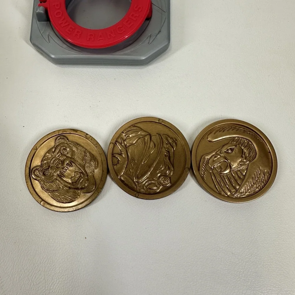 Mighty Morphin Power Rangers Belt Buckle and 3 Coins 1995 Vintage